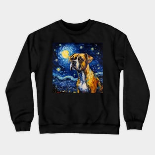 Boxer Dog Painted in Starry Night style Crewneck Sweatshirt